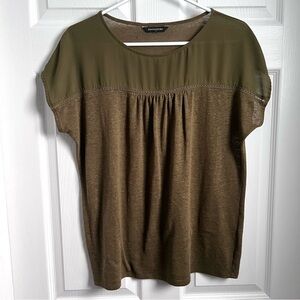 3/25$💥 Banana Republic blouse top green Women Large short sleeve crew neck tee